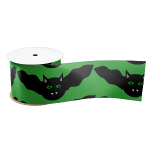Vampire Cat Faced Bat Halloween Ribbon Satin Ribbon