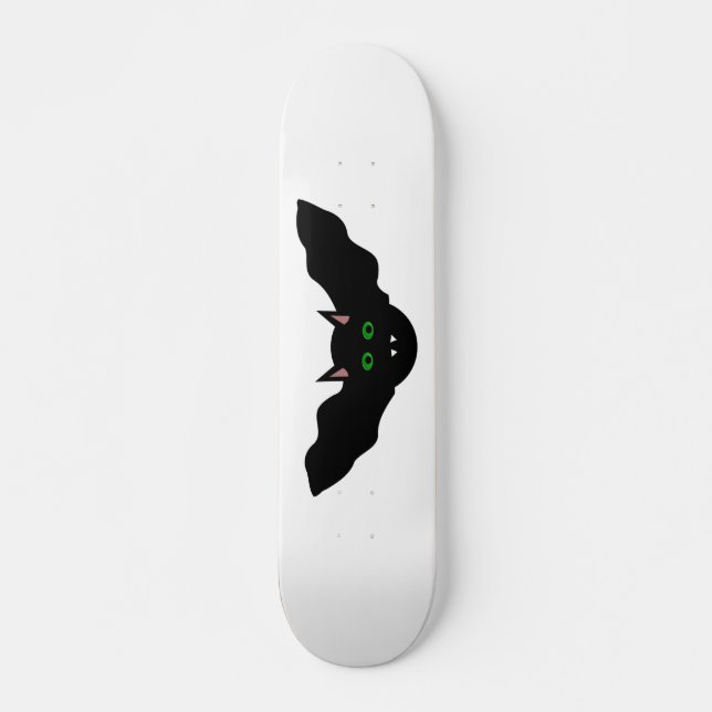 Vampire Cat Faced Bat Halloween Skateboard (Front)