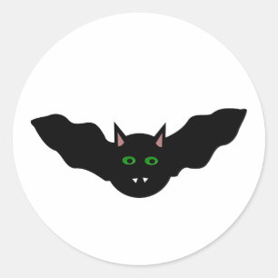 Vampire Cat Faced Bat Halloween Stickers