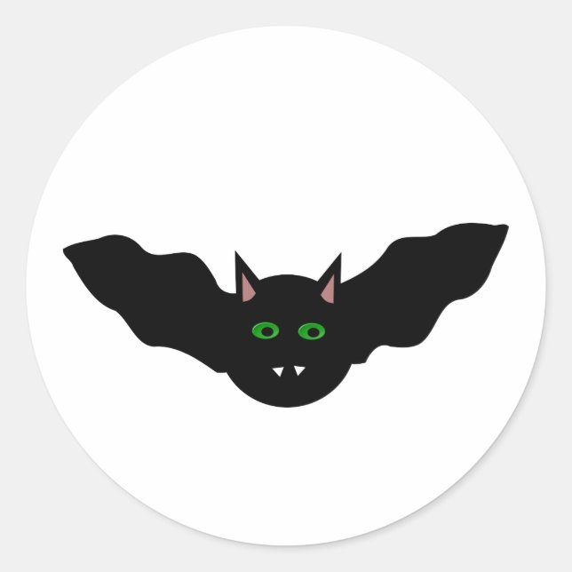Vampire Cat Faced Bat Halloween Stickers (Front)