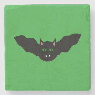 Vampire Cat Faced Bat Halloween Stone Coaster