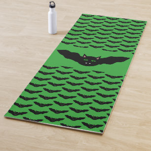 Vampire Cat Faced Bat Halloween Yoga Mat