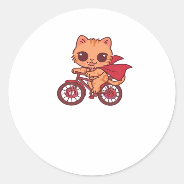 Vampire Cat on Halloween Bike Ride � Cute Spooky K Classic Round Sticker (Front)
