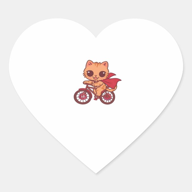 Vampire Cat on Halloween Bike Ride � Cute Spooky K Heart Sticker (Front)
