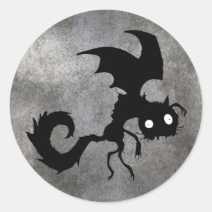 Vampire Cat Silhouette Classic Round Sticker