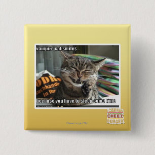 vampire cat smiles 2 inch square button