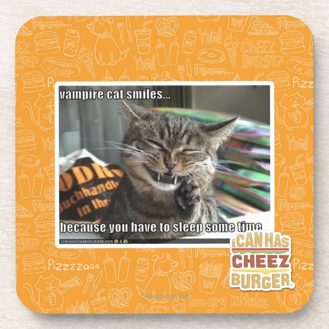 vampire cat smiles coaster (Front)