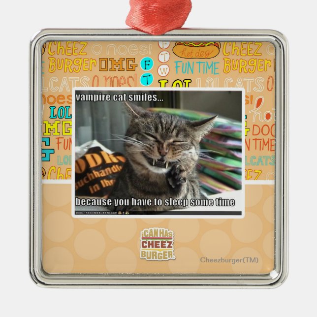 vampire cat smiles metal ornament (Front)