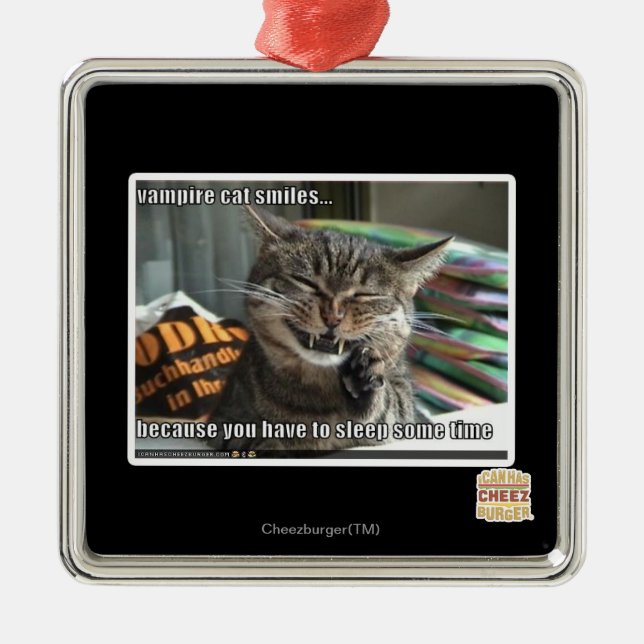 vampire cat smiles metal ornament (Front)
