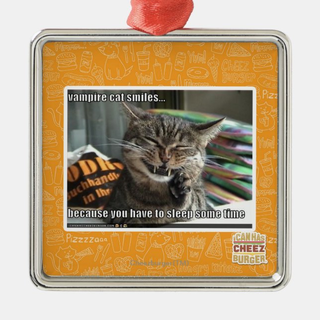vampire cat smiles metal ornament (Front)