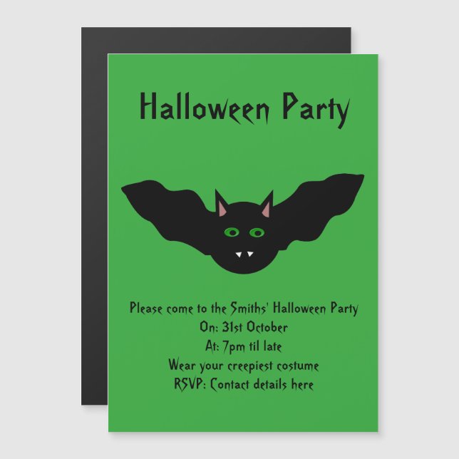 Vampire Chat Face Bat Halloween Invitations du par (Devant / Derrière)