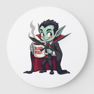 Vampire Coffee Lover � Spooky Latte Shirt Large Clock