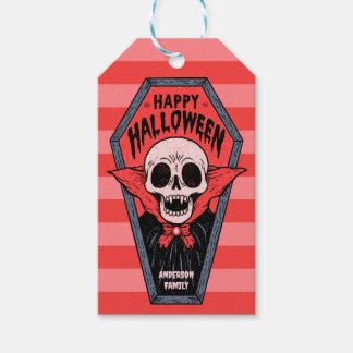 Vampire Coffin Spooky Skeleton Happy Halloween  Gift Tags
