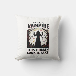 Vampire Costume Shirt Funny Halloween Human Disgui Throw Pillow