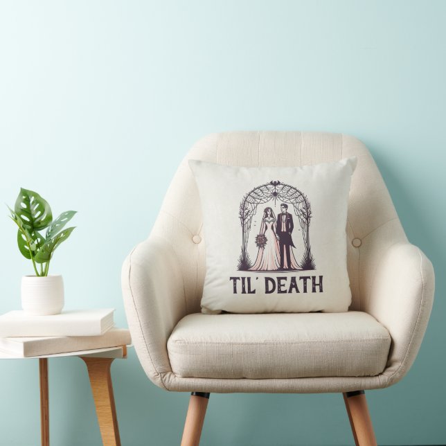 Vampire Couple Throw Pillow (Chair)