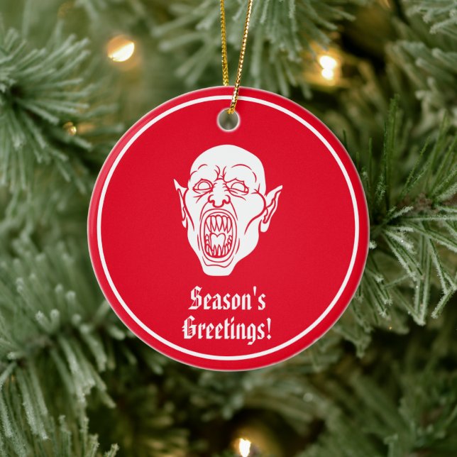 Vampire Crimson Red Horror Ceramic Ornament (Tree)