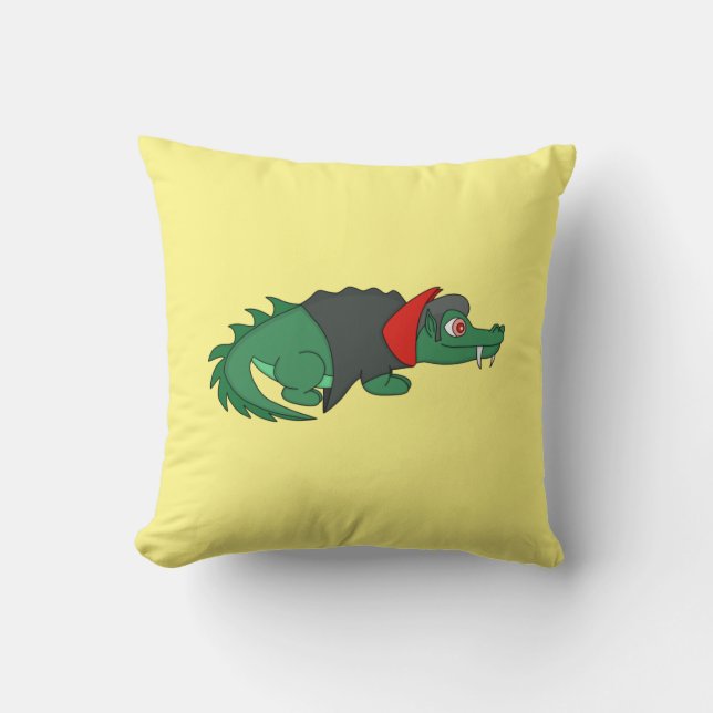 Vampire Crocodile Throw Pillow (Front)
