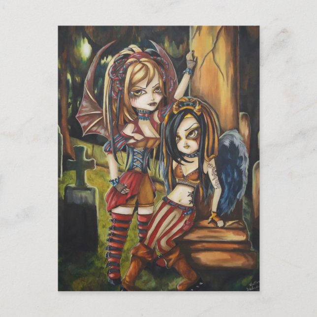 Vampire Dark Angel Gothic Graveyard Art Postcard (Front)
