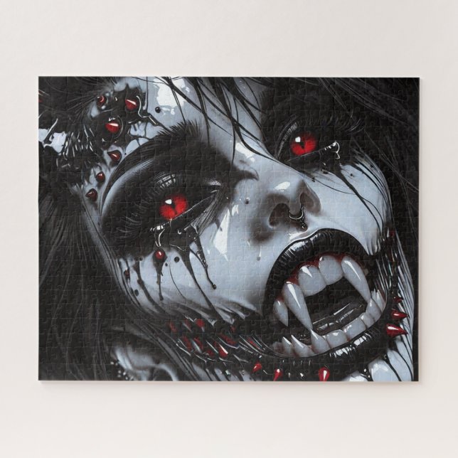 Vampire Demon Portrait – Gothic Horror Fantasy Art Jigsaw Puzzle (Horizontal)