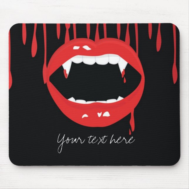 Vampire Dripping Blood Halloween Teeth Mouse Pad (Front)