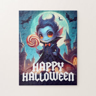 Vampire Eating Candy Happy Halloween Jigsaw Puzzle
