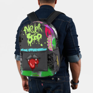 Vampire eating heart Streetart spray paint Printed Backpack