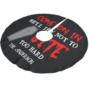 Vampire Family Halloween Red Blood Coffin Custom Brushed Polyester Tree Skirt