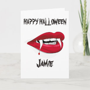 VAMPIRE FANGS CUSTOM HAPPY HALLOWEEN CARD