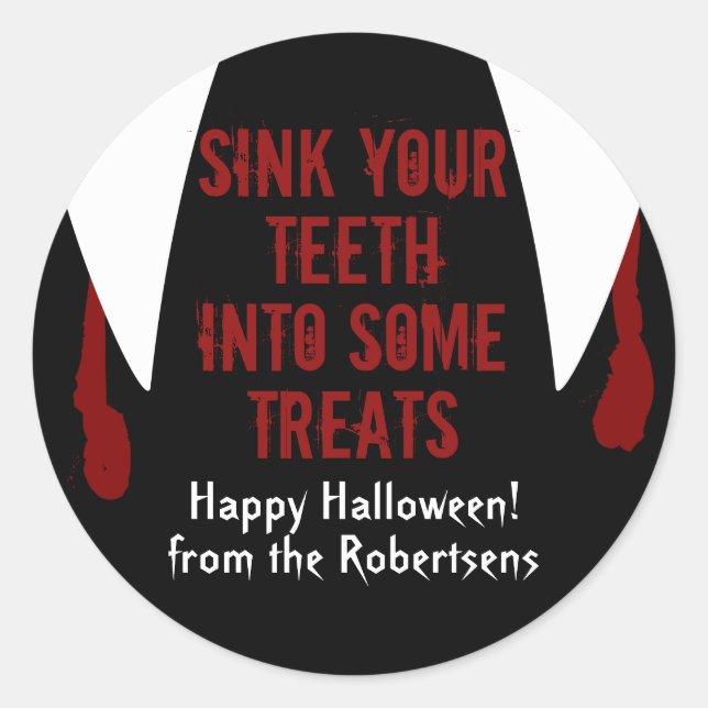 Vampire Fangs Halloween Boo'd Treat Label (Front)