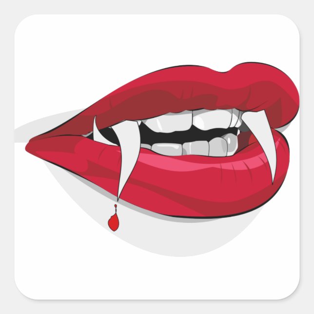 Vampire Fangs Square Sticker (Front)
