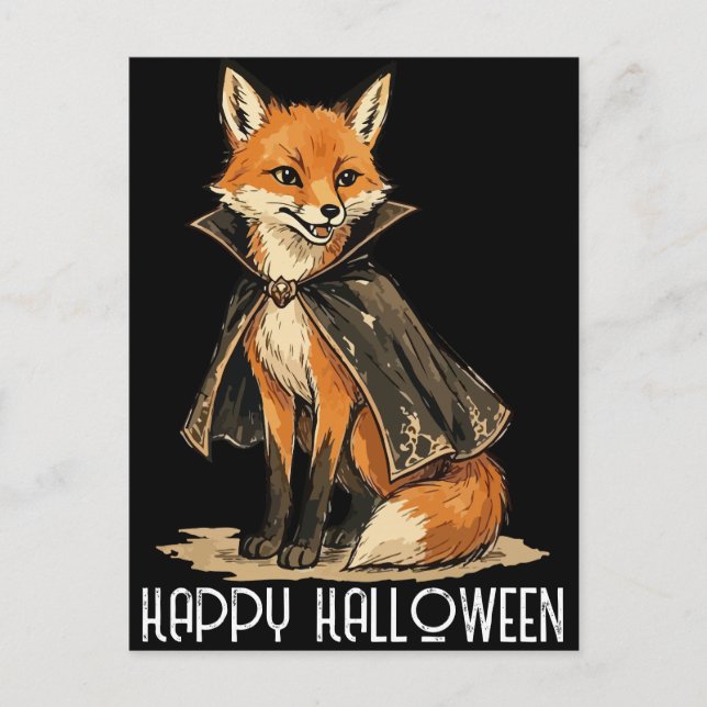 Vampire Fox Holiday Postcard (Front)