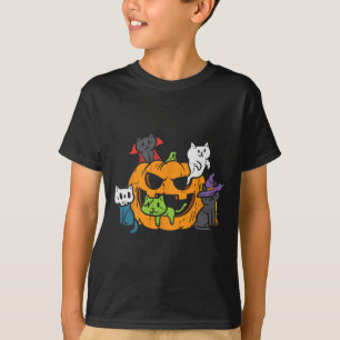Vampire Ghost Zombie Witch Cats In Pumpkin Cute Ha T-Shirt