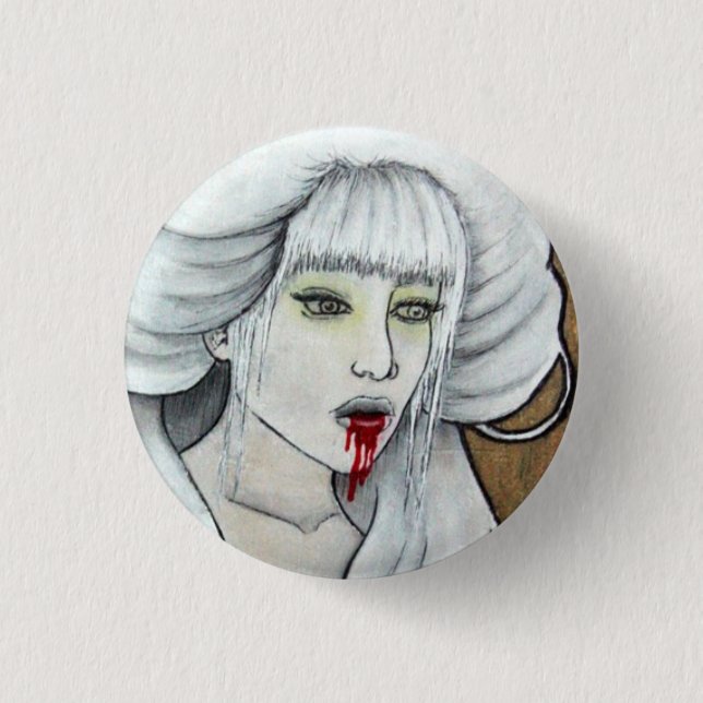Vampire girl - Hematemesis - dark horror art 1 Inch Round Button (Front)