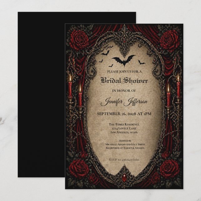 Vampire Gothic Bridal Shower invitation (Front/Back)