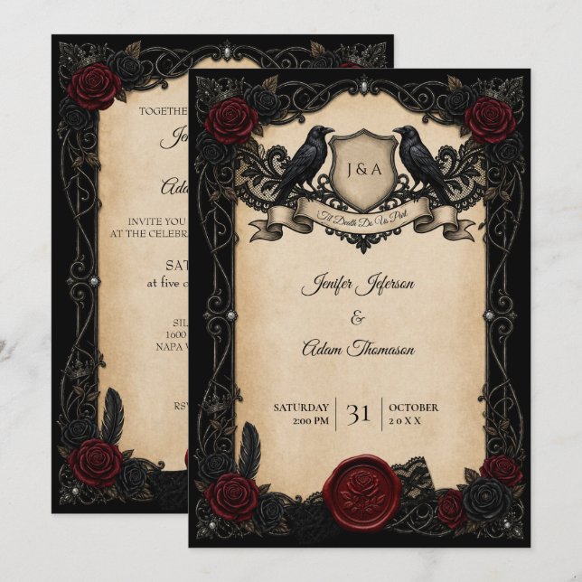 Vampire Gothic Halloween Wedding Invitation (Front/Back)
