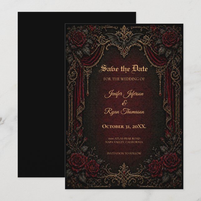 Vampire Gothic Save the date invitation (Front/Back)