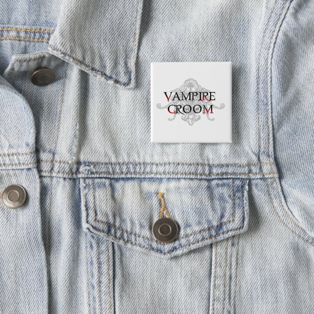 Vampire Groom 2 Inch Square Button (In Situ)