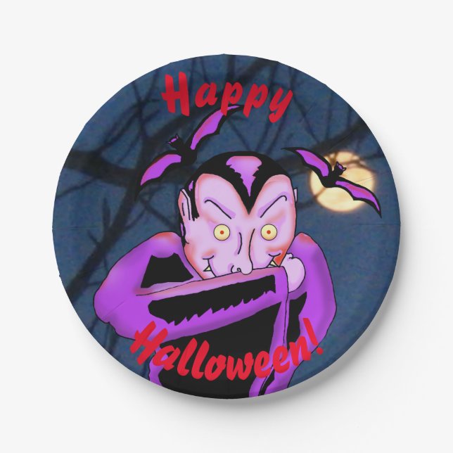 Vampire Halloween Paper Plates (Front)