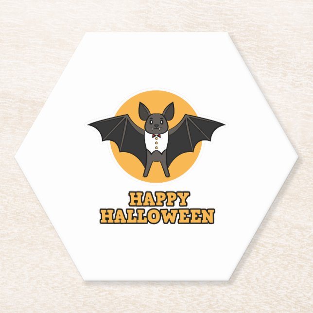 Vampire Halloween Party - Happy Halloween Paper Coaster (Front)
