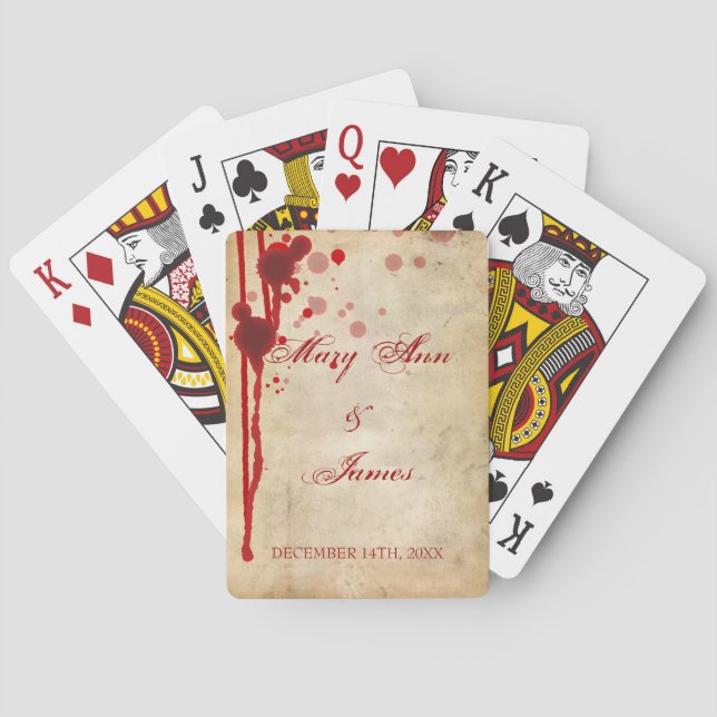 Vampire Halloween Wedding Favour Fake Blood Red Playing Cards (Back)
