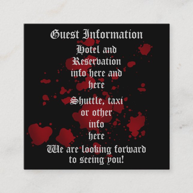 Vampire Halloween wedding guest information Enclosure Card (Front)