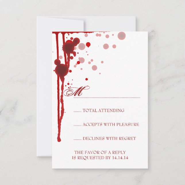 Vampire Halloween Wedding RSVP Fake Blood Red (Front)