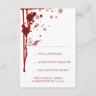 Vampire Halloween Wedding RSVP Fake Blood Red Card