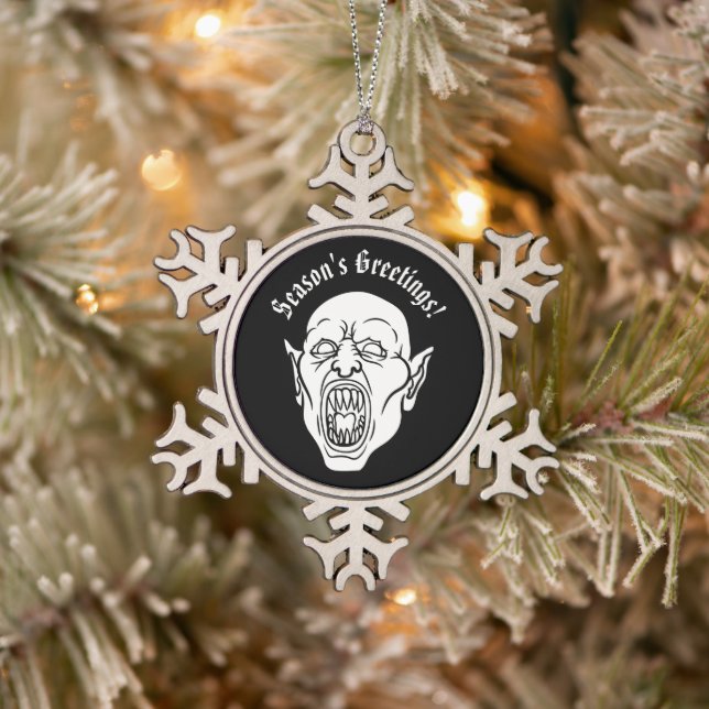 Vampire Horror Snowflake Pewter Christmas Ornament (Tree)