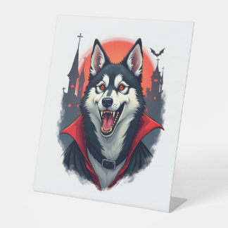 Vampire Husky Bite Pedestal Sign
