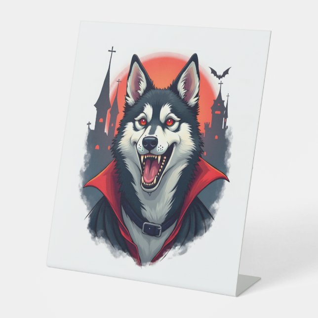 Vampire Husky Bite Pedestal Sign (Front)