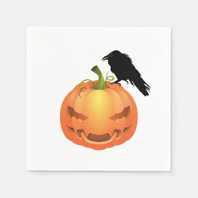 Vampire Jack o'lantern with Raven Napkin (Front)