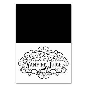 Vampire Juice Vintage Elegant Halloween Food Tent Table Number