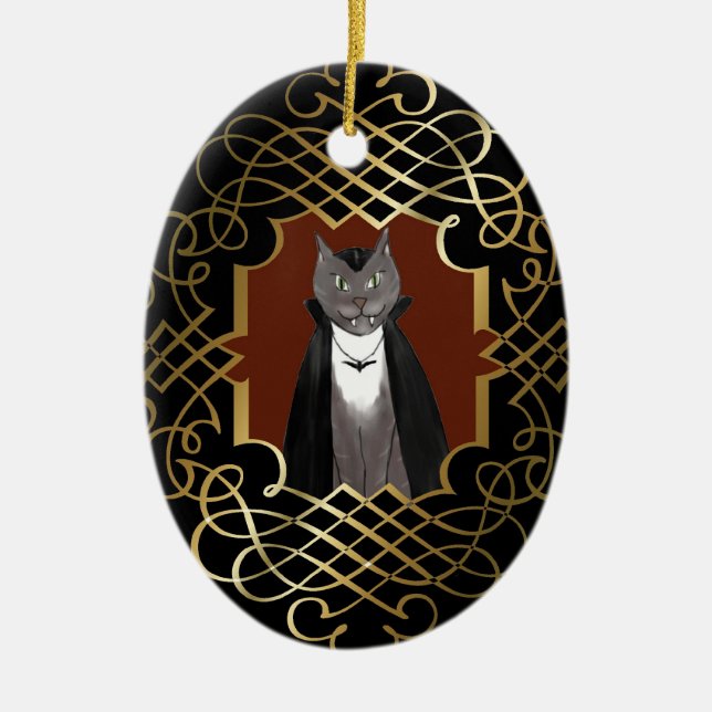 Vampire Kitty Portrait Ornament (Front)