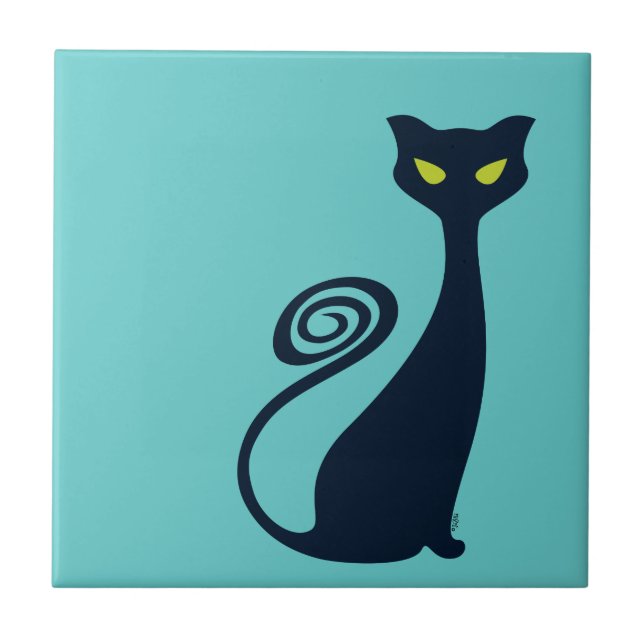 Vampire Kitty With Green Eyes Tile (Front)